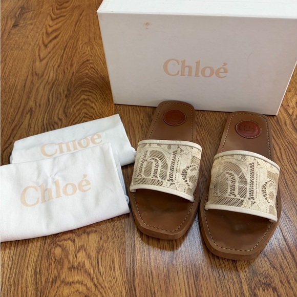 Chloe Woody Lace Slides size 38 - Picture 2 of 12